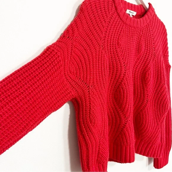 BOGO! Madewell Everett Rib-Play Pullover Sweater Red Size Medium - Picture 5 of 10